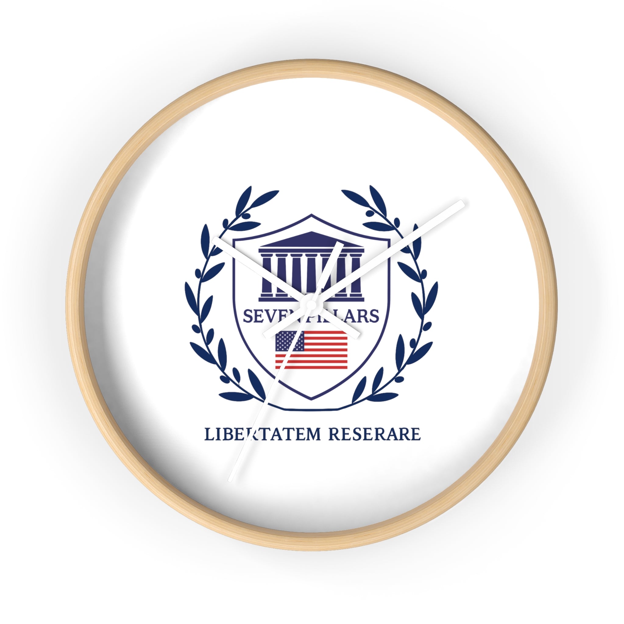 Heritage Patriotic Wall Clock — Crest Shield & Laurel Design