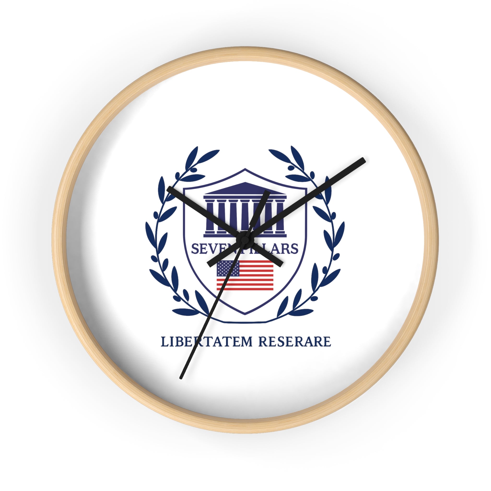 Heritage Patriotic Wall Clock — Crest Shield & Laurel Design