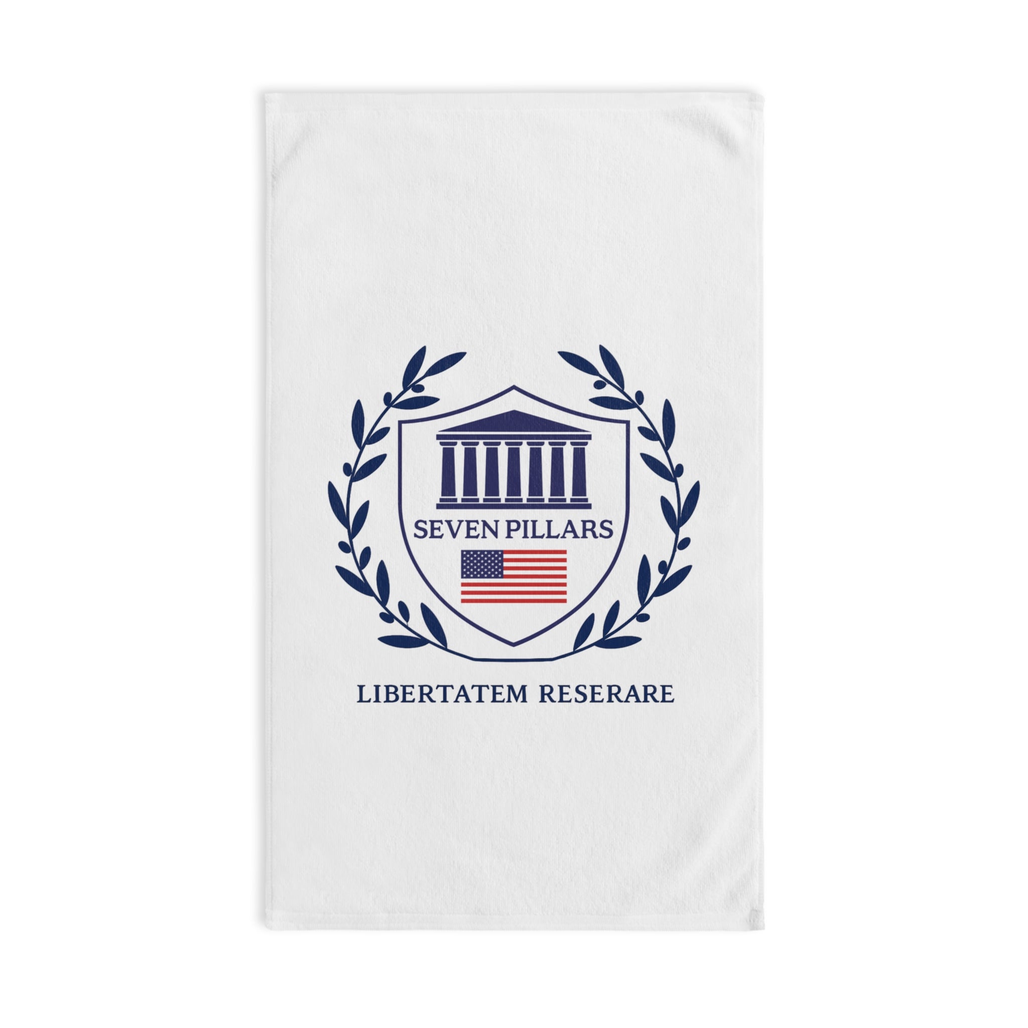 Country Club Golf Crest Hand Towel — Elegant Laurel & Columns Emblem