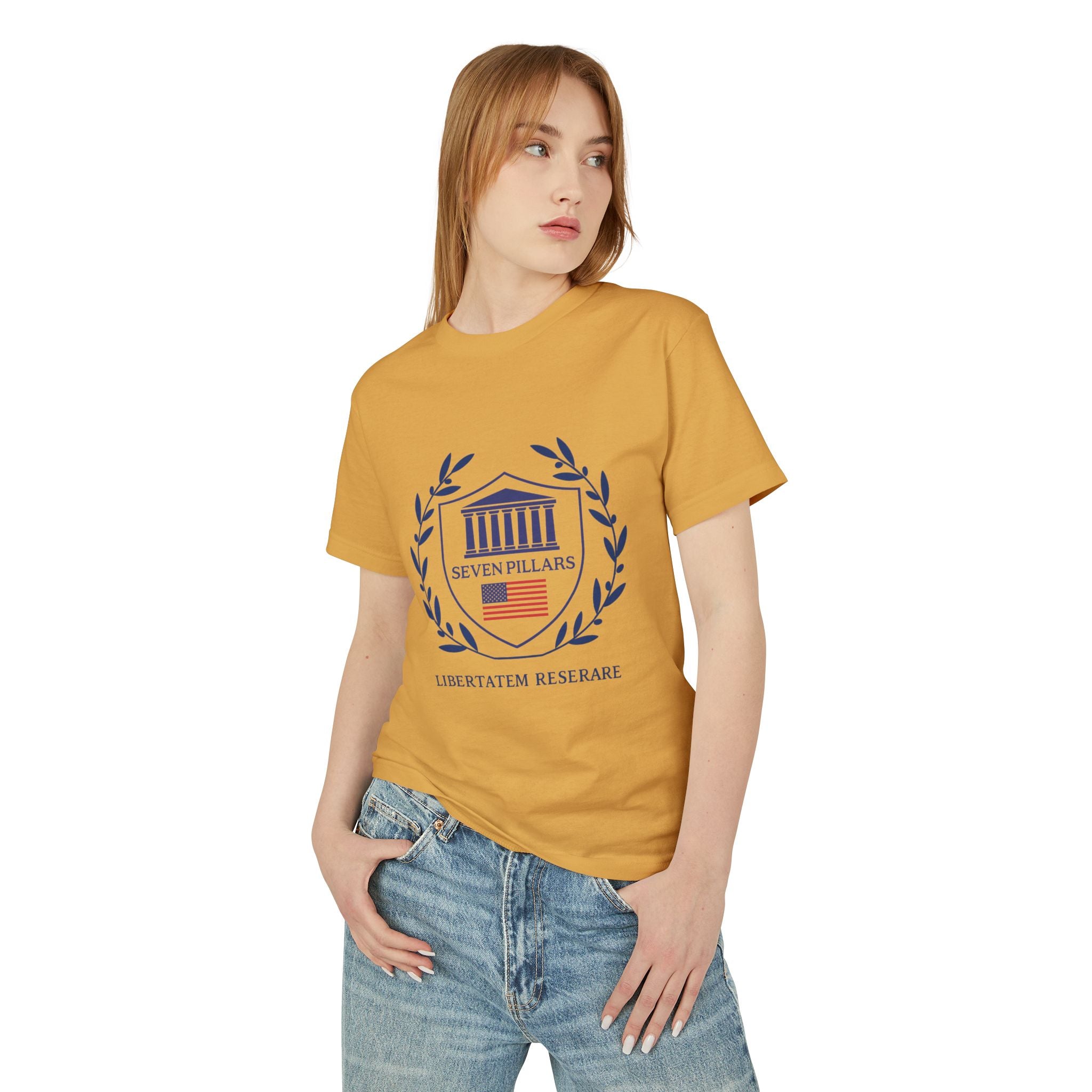 Cotton Tee with Seven Pillars Mission Movement Voice Stand Design