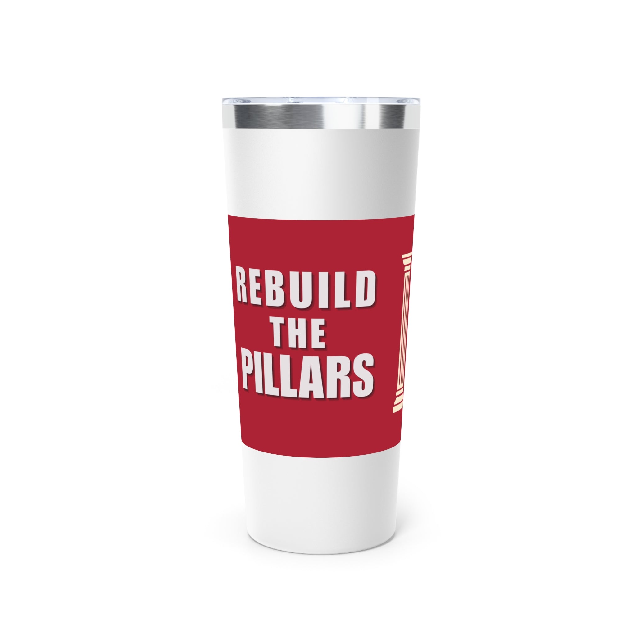 Copper Insulated Tumbler with Classic Column Design, Travel Mug, Personalized Gift, Coffee Cup, Modern Home Decor