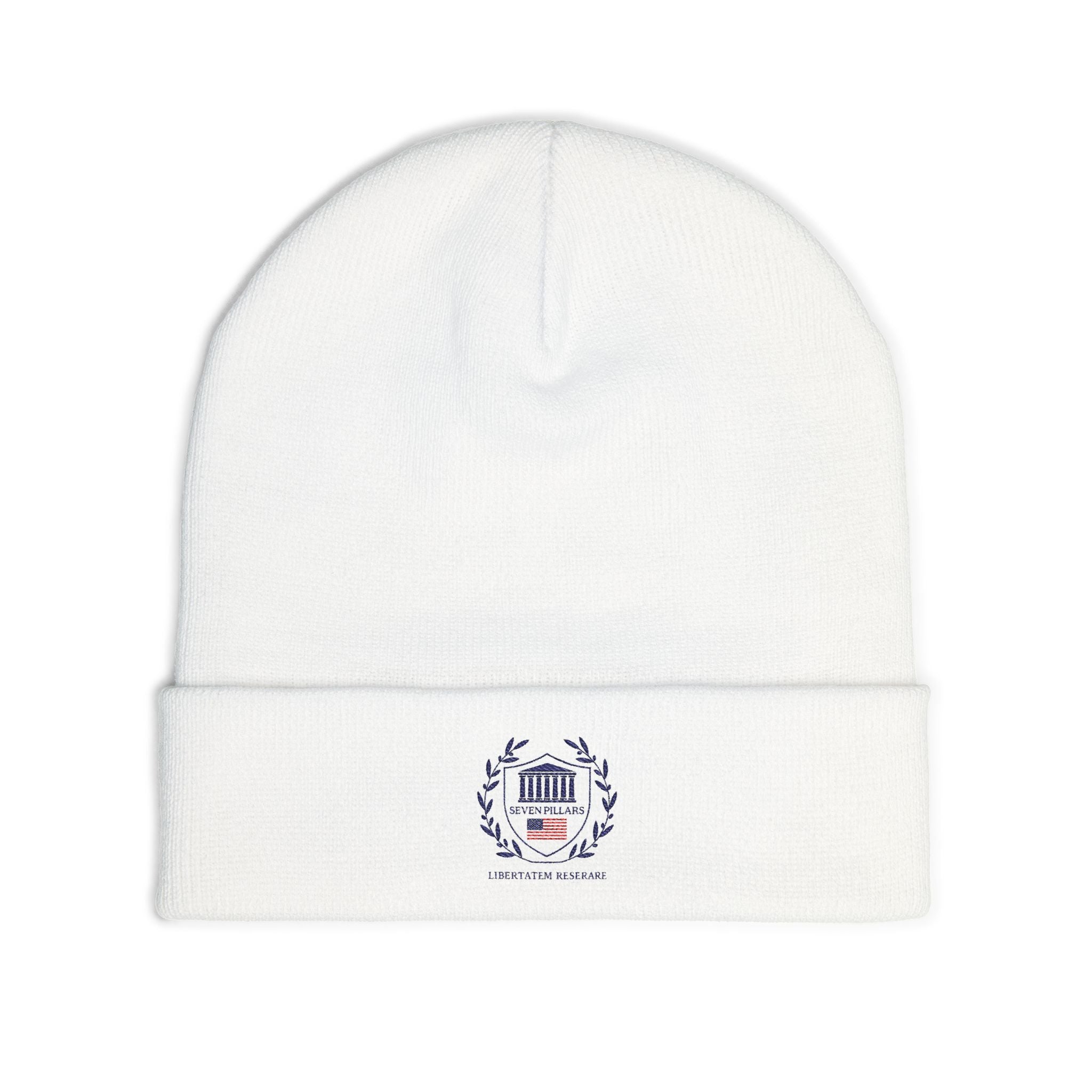 Embroidered Crest Knit Beanie - Classic School/Heritage Logo Winter Hat