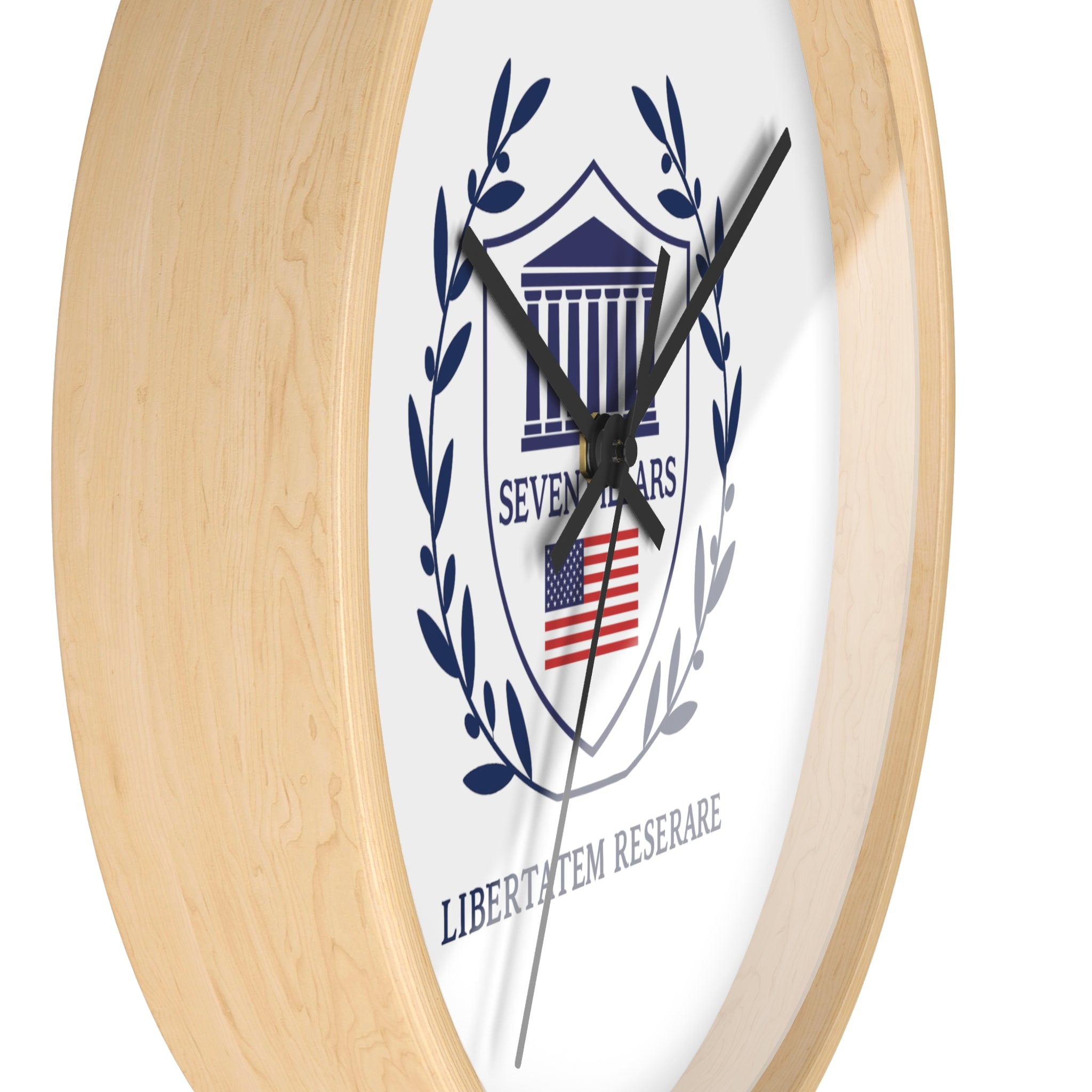 Heritage Patriotic Wall Clock — Crest Shield & Laurel Design