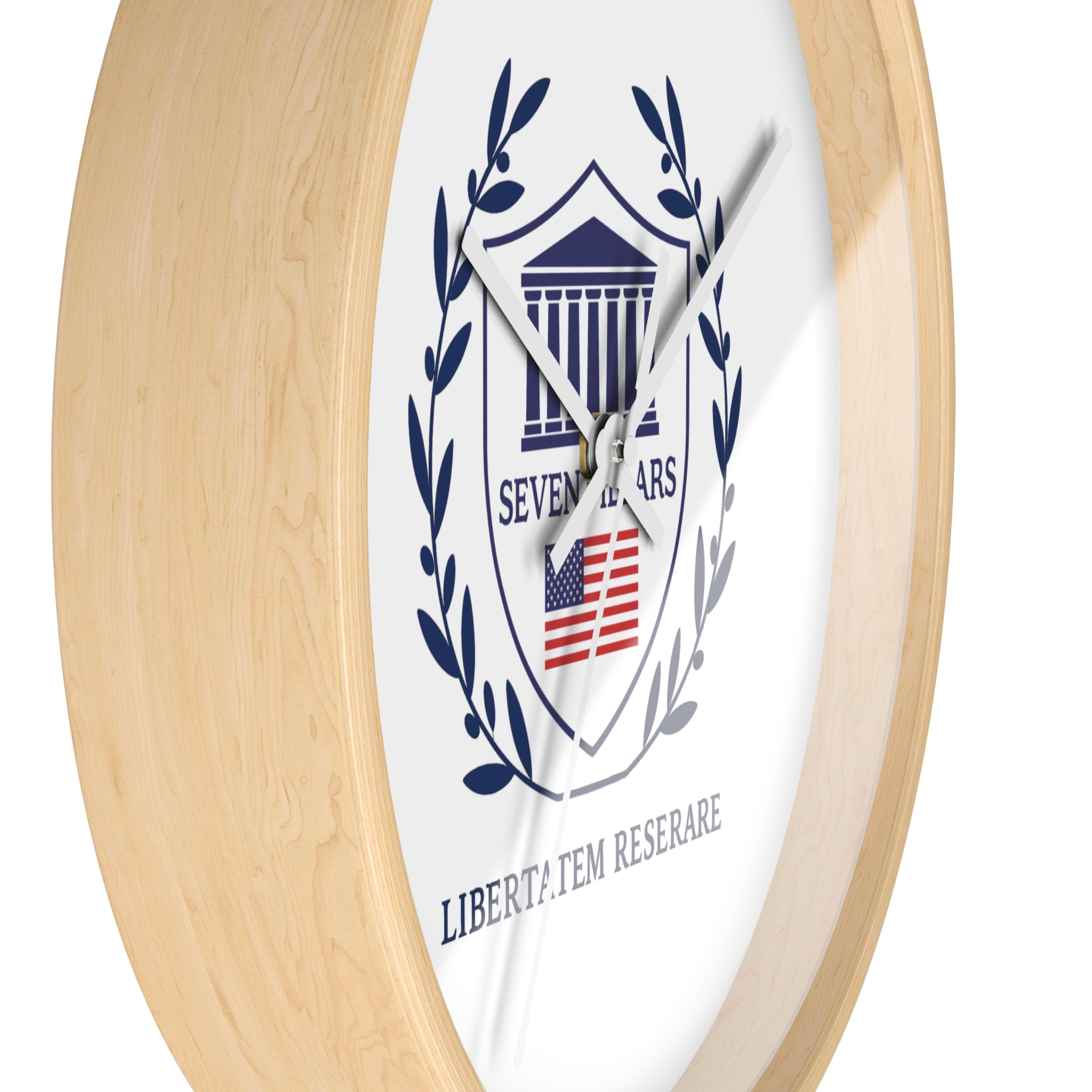 Heritage Patriotic Wall Clock — Crest Shield & Laurel Design