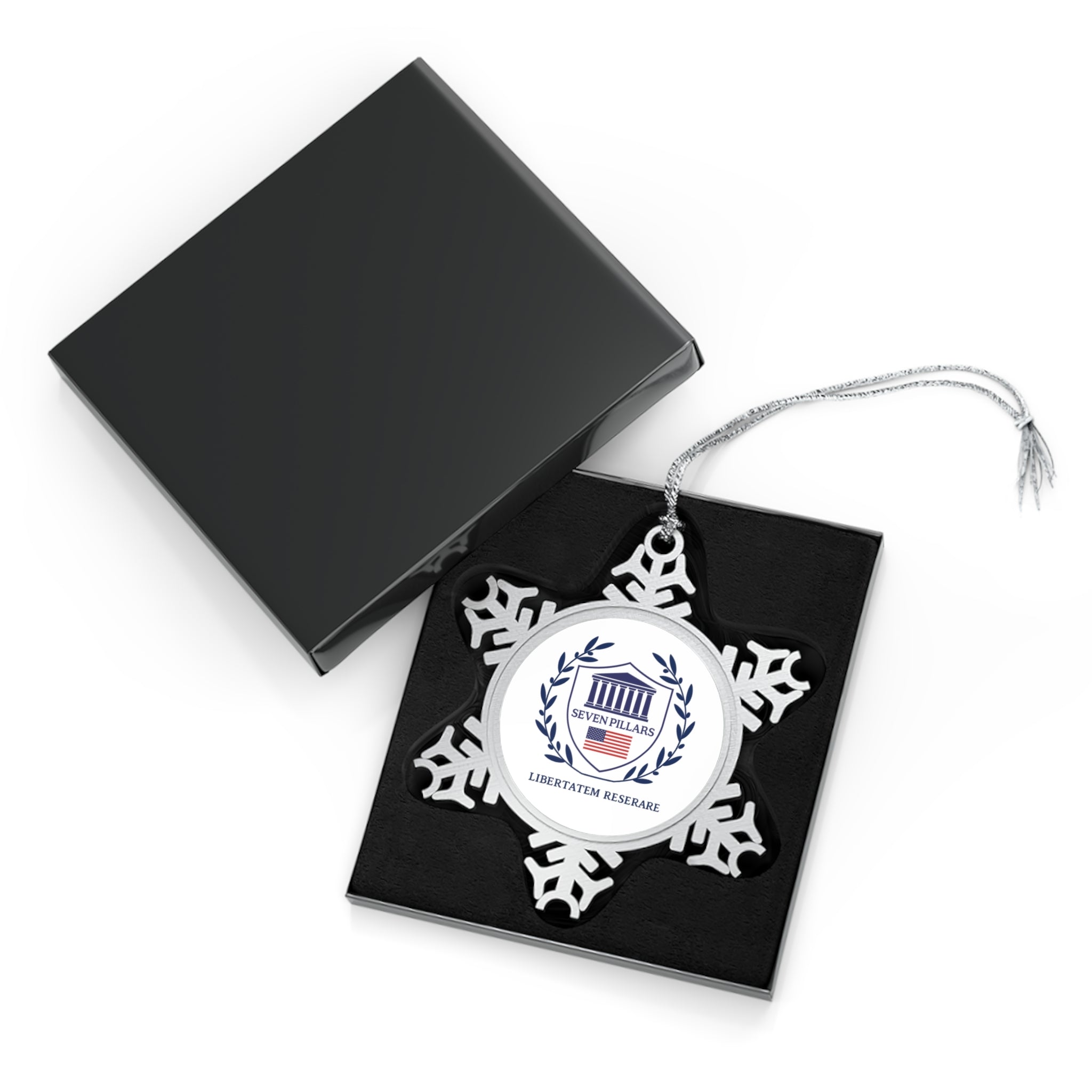 Pewter Snowflake Ornament — Patriotic Crest Holiday Ornament