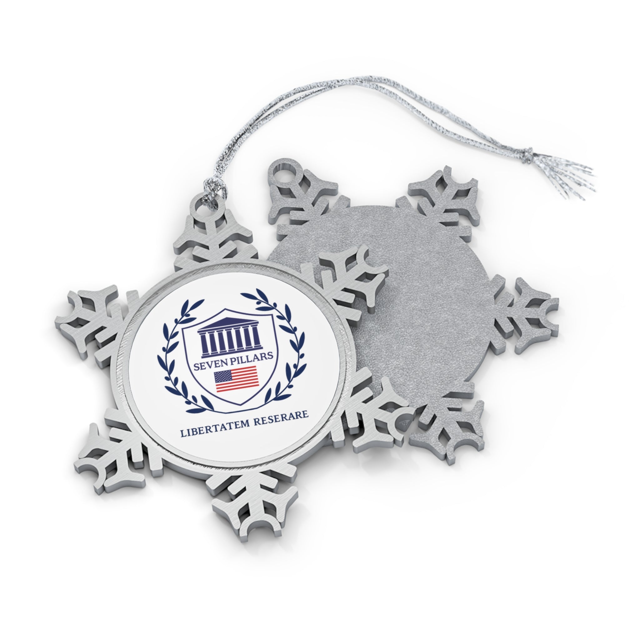 Pewter Snowflake Ornament — Patriotic Crest Holiday Ornament